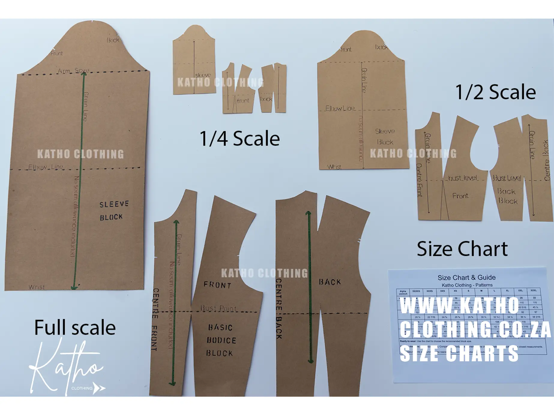 The Basic Bodice Block with size chart - Katho Clothing Basic bodice block with size chart